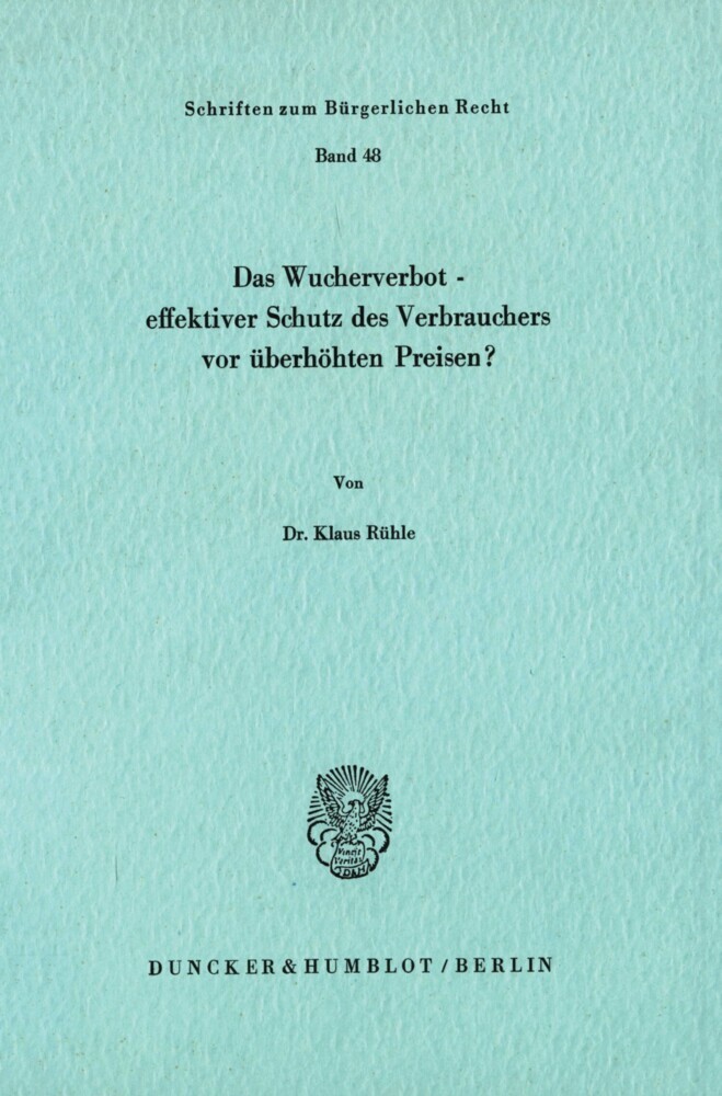 Das Wucherverbot - effektiver Schutz des Verbrauchers vor überhöhten Preisen? main product photo