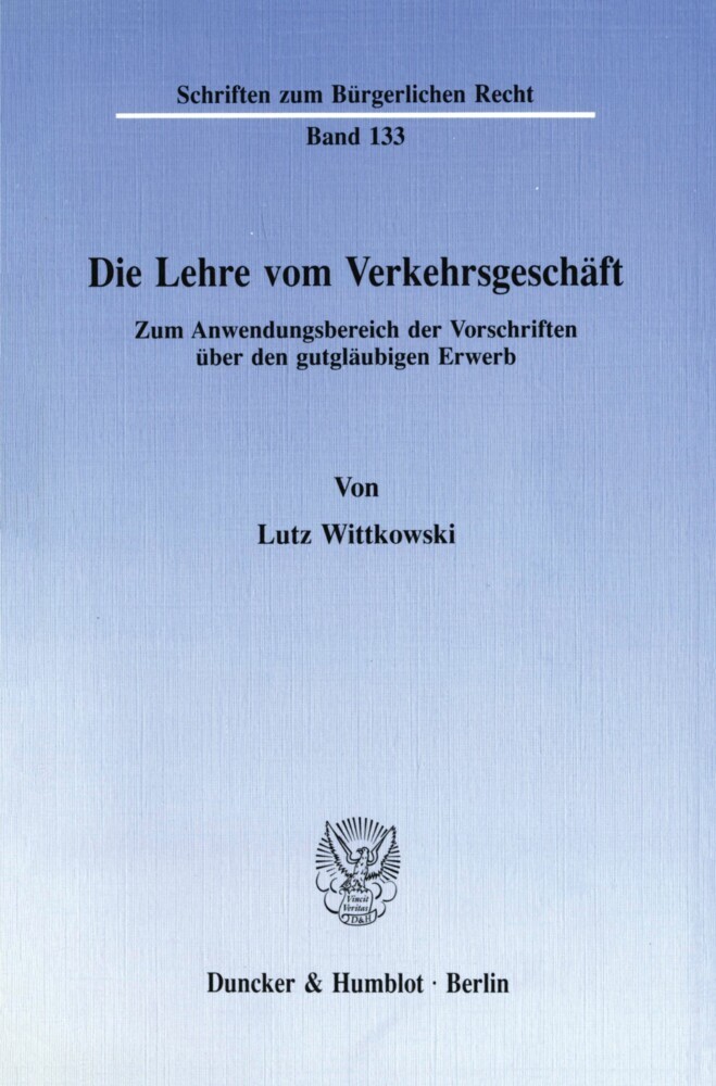 Die Lehre vom Verkehrsgeschäft. main product photo