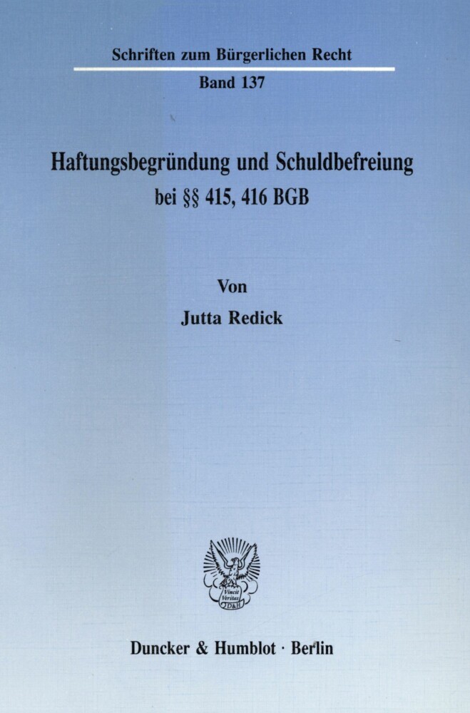 Haftungsbegründung und Schuldbefreiung bei §§ 415, 416 BGB. main product photo
