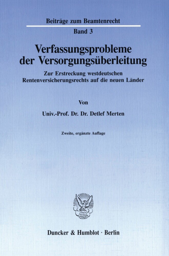 Verfassungsprobleme der Versorgungsüberleitung. main product photo