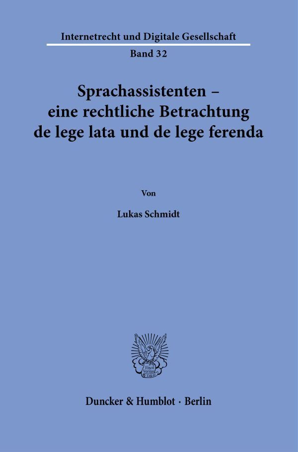Sprachassistenten - eine rechtliche Betrachtung de lege lata und de lege ferenda. main product photo