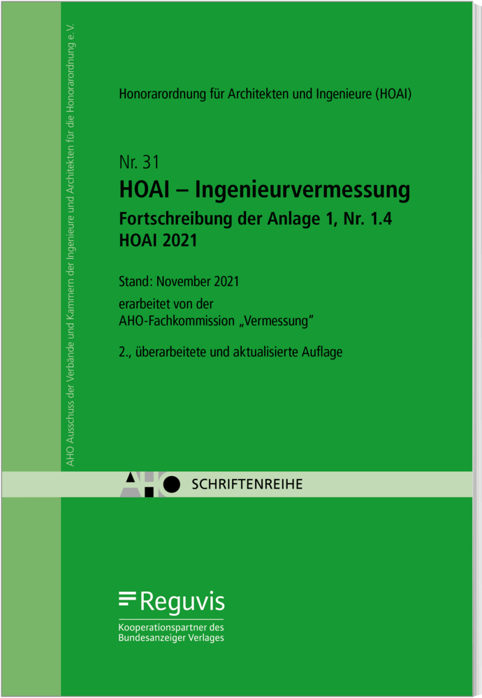 HOAI - Ingenieurvermessung - Fortschreibung der Anlage 1, Nr. 1.4 HOAI 2021 main product photo