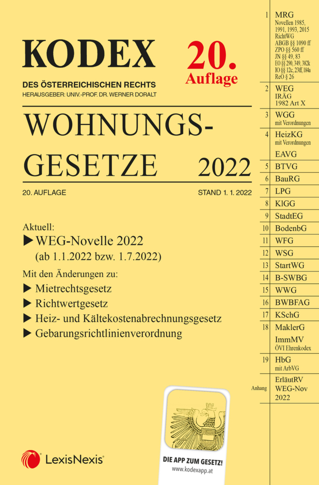 KODEX Wohnungsgesetze 2022 - inkl. App main product photo