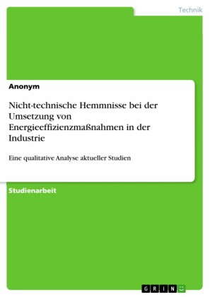 Nicht-technische Hemmnisse bei der Umsetzung von Energieeffizienzmaßnahmen in der Industrie