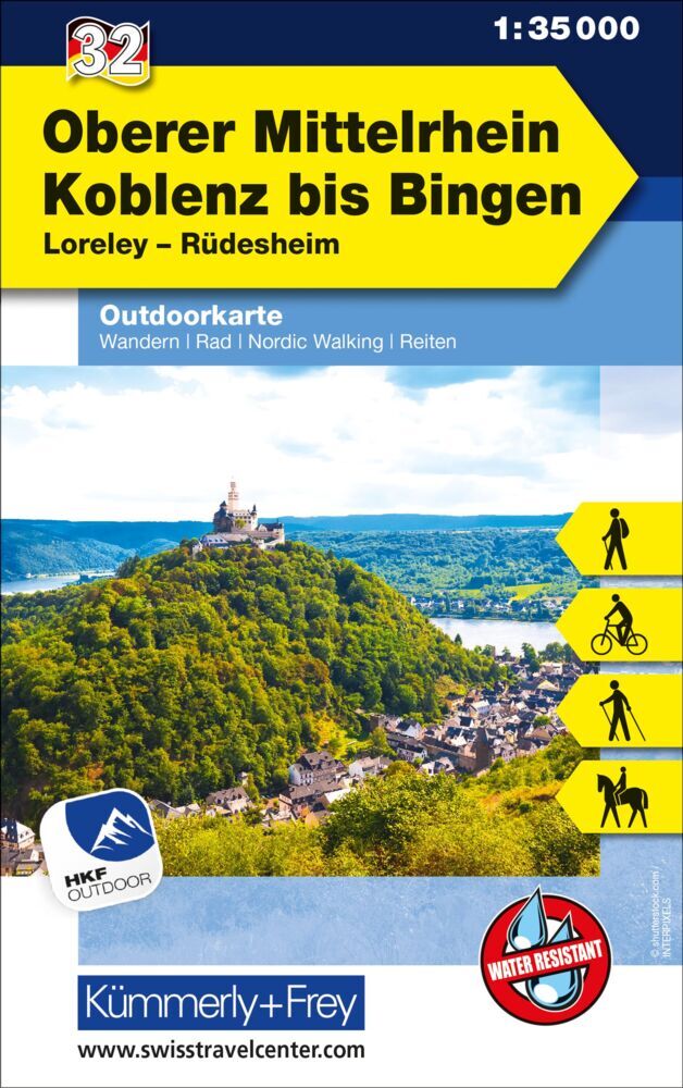 Kümmerly+Frey Outdoorkarte Deutschland 32 Oberer Mittelrhein, Koblenz bis Bingen 1:35.000 main product photo