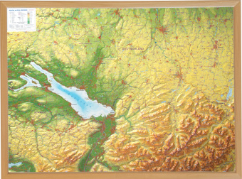 Allgäu Bodensee, Reliefkarte 1:200.000 mit Naturholzrahmen