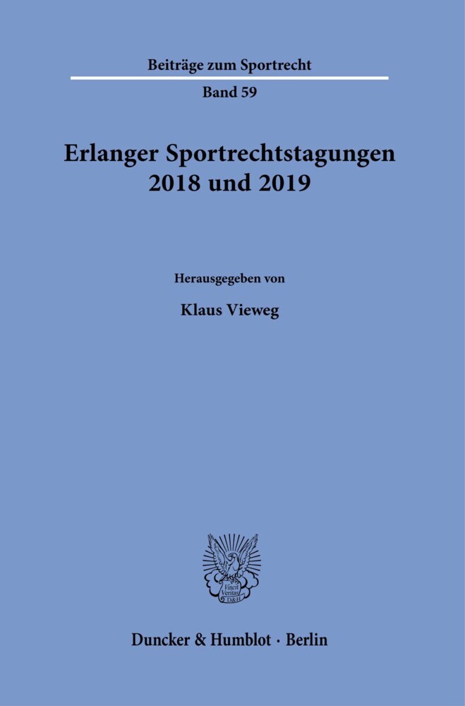 Erlanger Sportrechtstagungen 2018 und 2019. main product photo