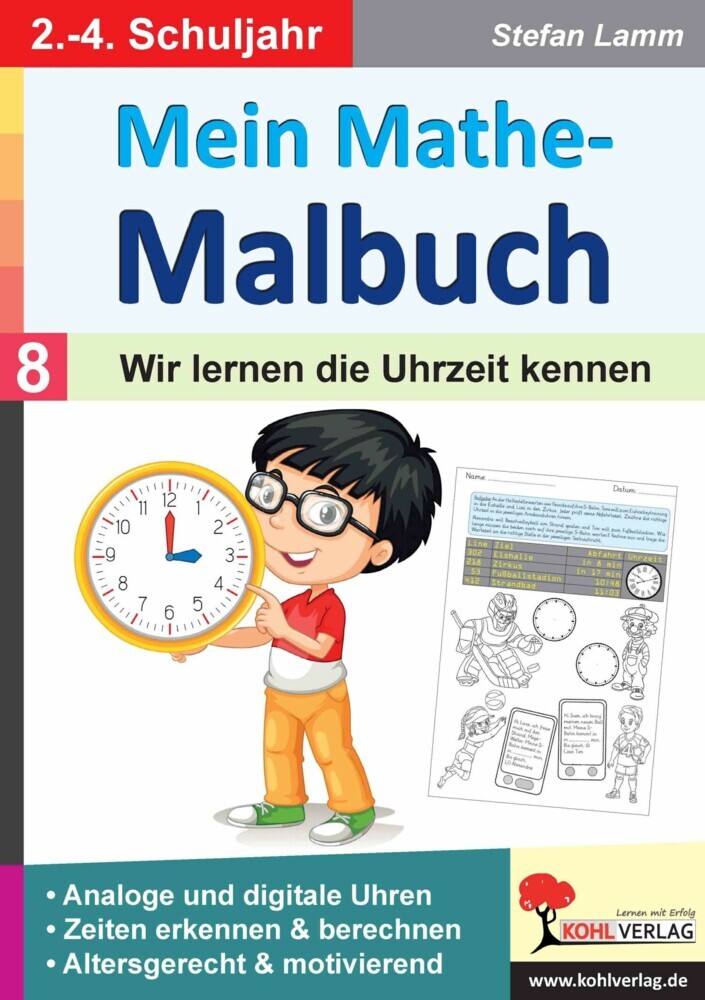 Mein Mathe-Malbuch / Band 8: Wir lernen die Uhrzeit kennen main product photo