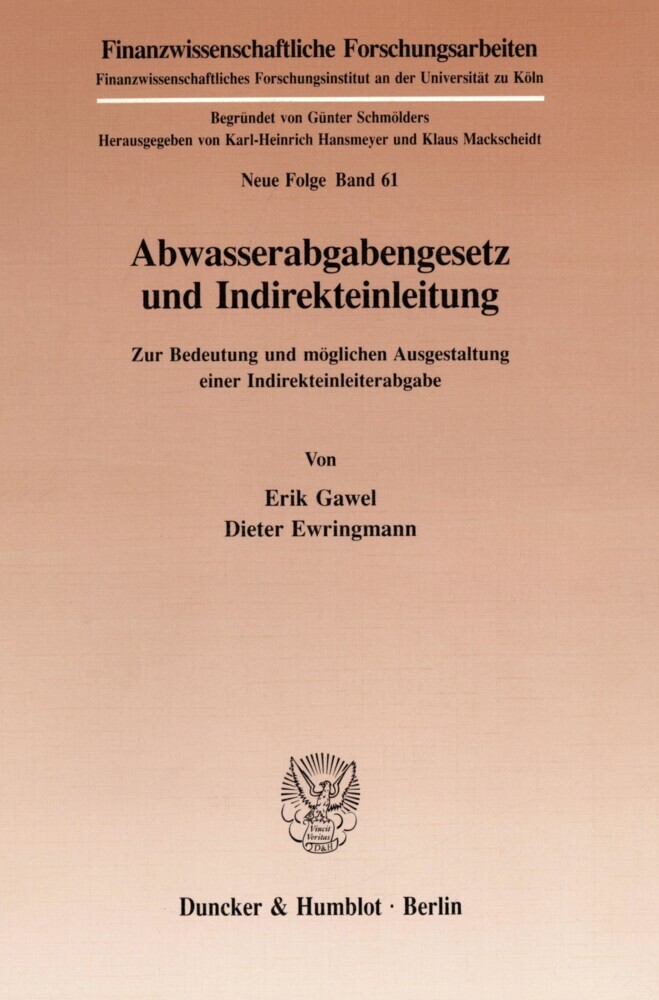 Abwasserabgabengesetz und Indirekteinleitung. main product photo