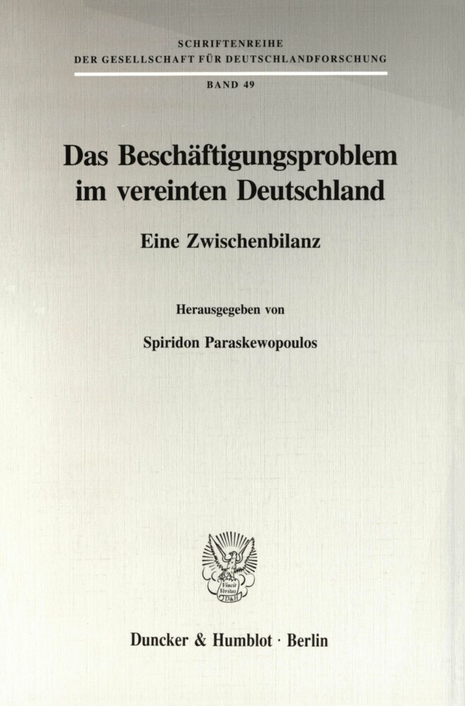 Das Beschäftigungsproblem im vereinten Deutschland. main product photo