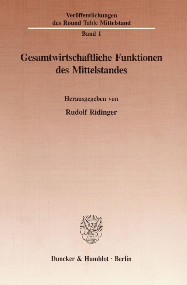 Gesamtwirtschaftliche Funktionen des Mittelstandes. main product photo