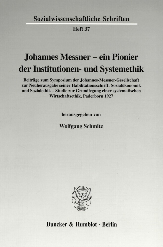 Johannes Messner - ein Pionier der Institutionen- und Systemethik. main product photo