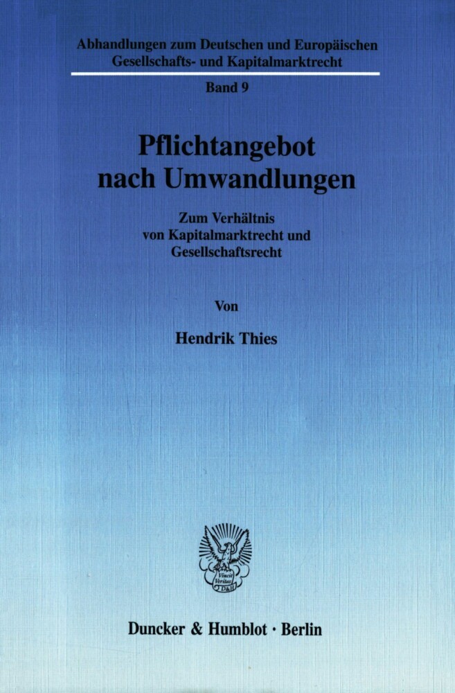 Pflichtangebot nach Umwandlungen. main product photo