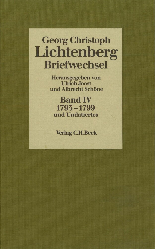Lichtenberg Briefwechsel Bd. 4: 1793-1799 main product photo