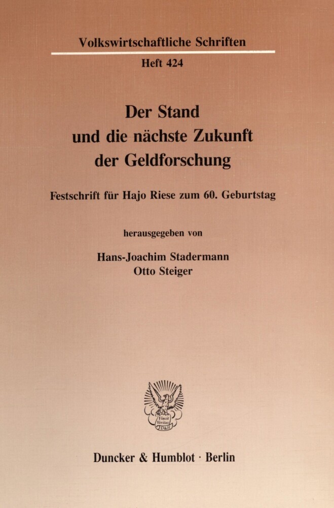 Der Stand und die nächste Zukunft der Geldforschung. main product photo