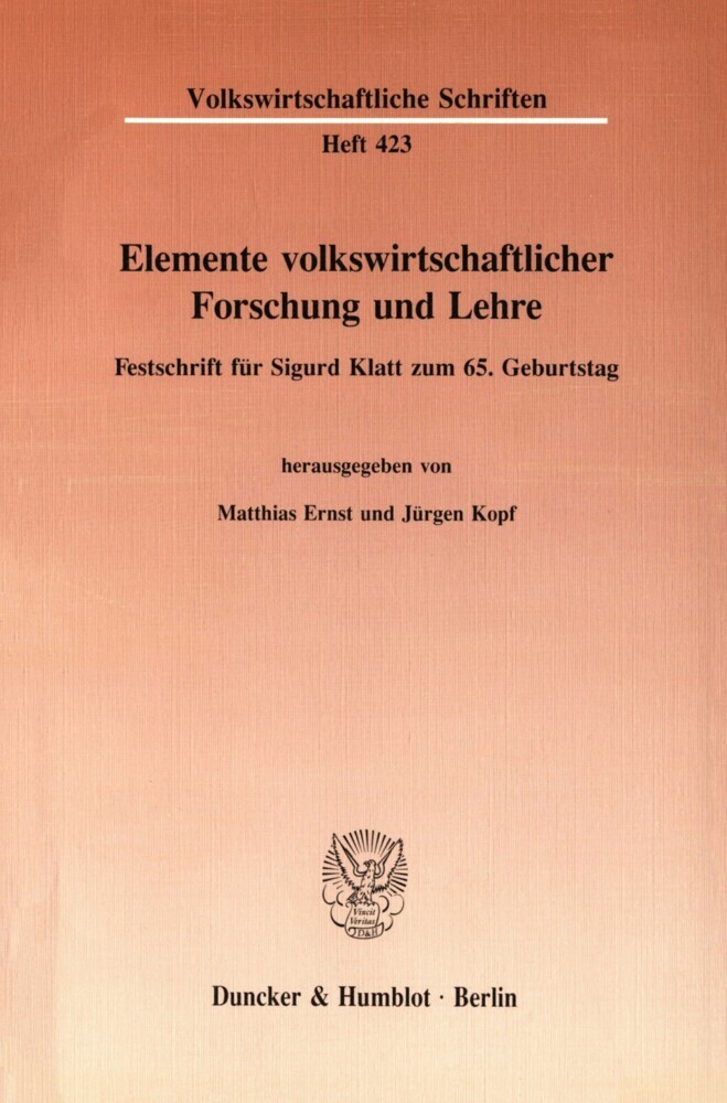 Elemente volkswirtschaftlicher Forschung und Lehre. main product photo