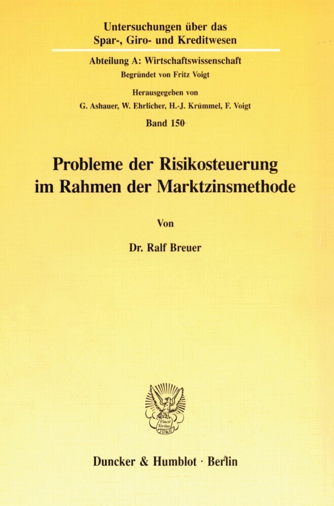 Probleme der Risikosteuerung im Rahmen der Marktzinsmethode. main product photo