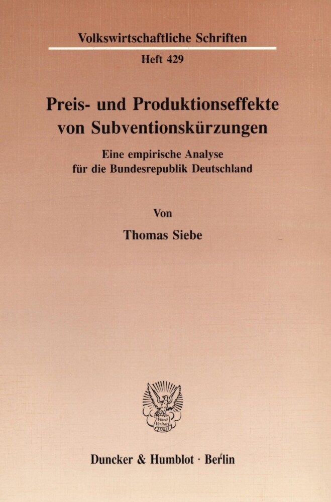Preis- und Produktionseffekte von Subventionskürzungen. main product photo
