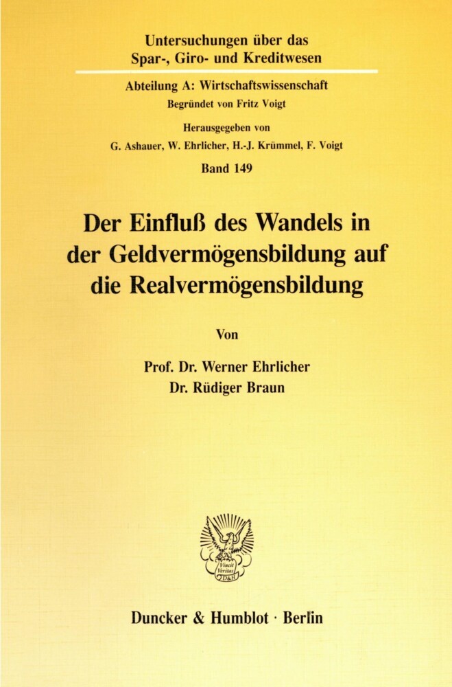 Der Einfluß des Wandels in der Geldvermögensbildung auf die Realvermögensbildung. main product photo