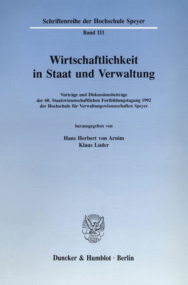 Wirtschaftlichkeit in Staat und Verwaltung. main product photo
