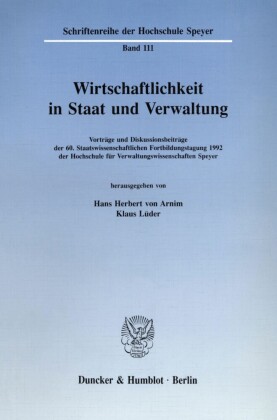 Wirtschaftlichkeit in Staat und Verwaltung.