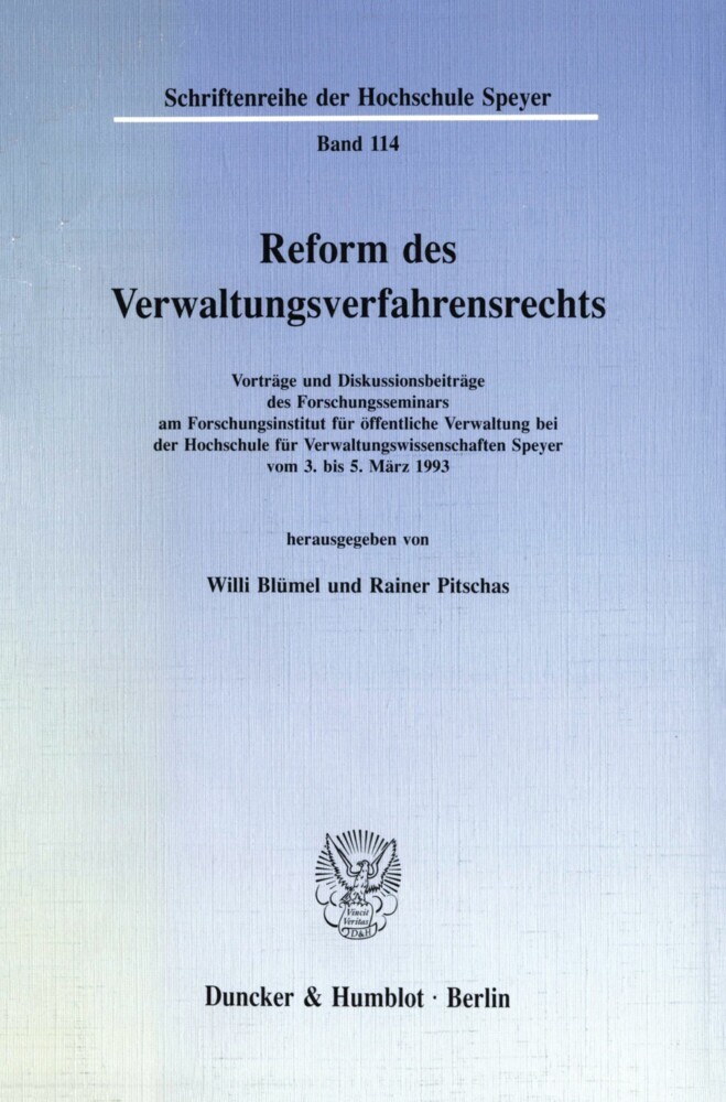 Reform des Verwaltungsverfahrensrechts. main product photo