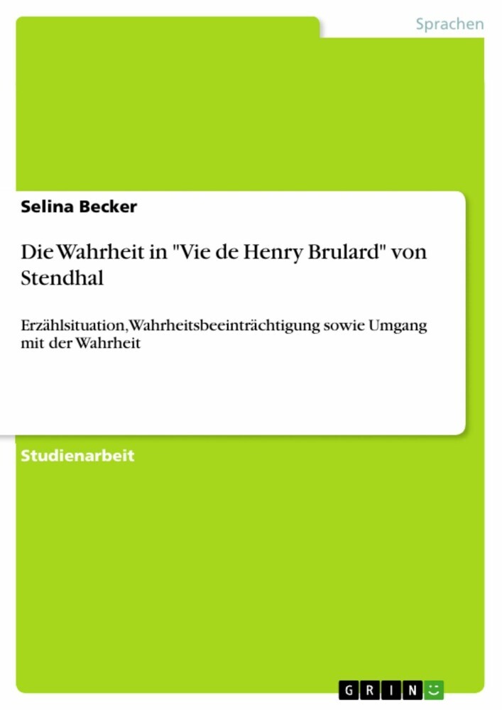 Die Wahrheit in 'Vie de Henry Brulard' von Stendhal main product photo