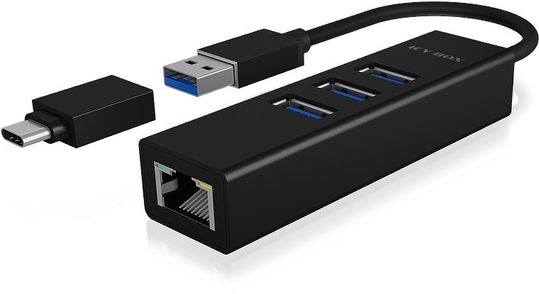 RAIDSONIC ICY BOX USB 3.0 HUB & LAN Adapter main product photo