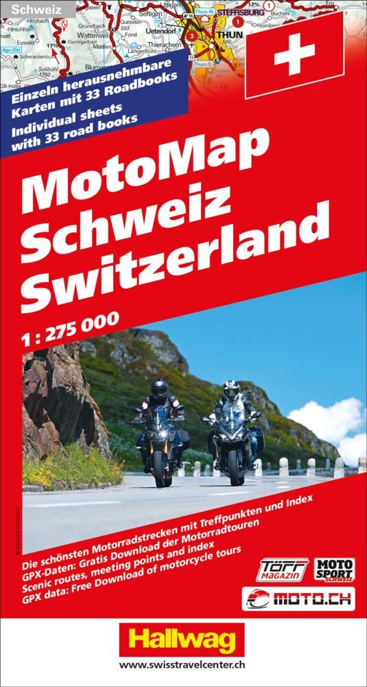 Hallwag MotoMap Motorradkarte Schweiz 1:275.000 main product photo
