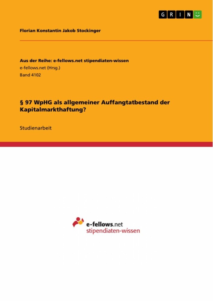 § 97 WpHG als allgemeiner Auffangtatbestand der Kapitalmarkthaftung? main product photo