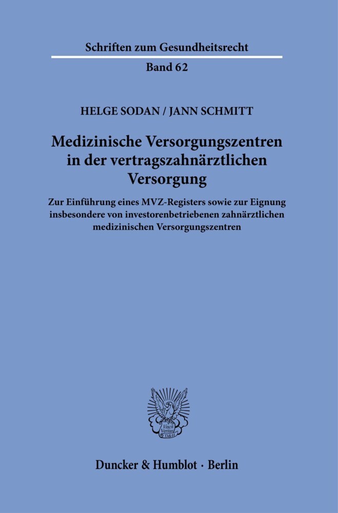 Medizinische Versorgungszentren in der vertragszahnärztlichen Versorgung. main product photo