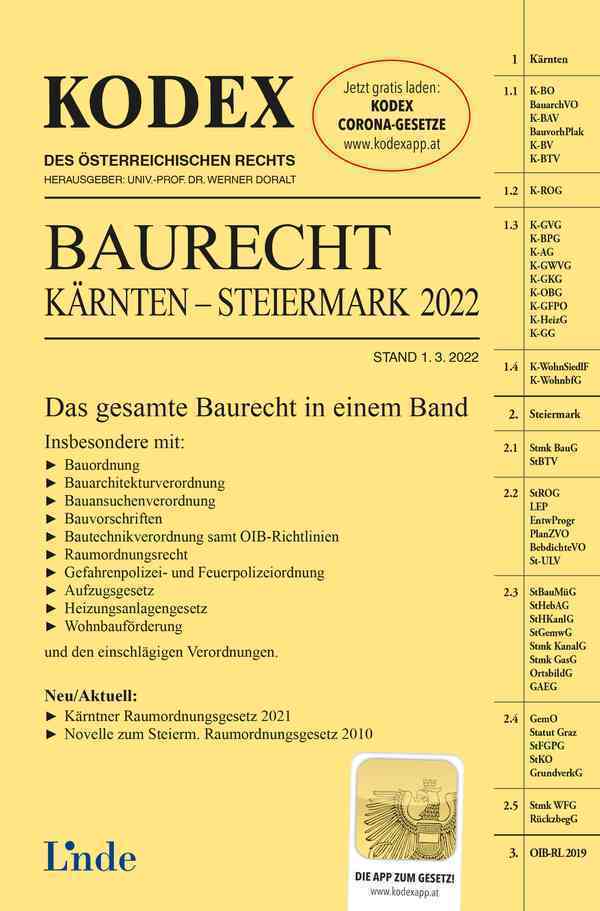 KODEX Baurecht Kärnten - Steiermark 2022 main product photo