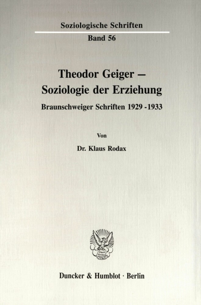 Theodor Geiger - Soziologie der Erziehung. main product photo