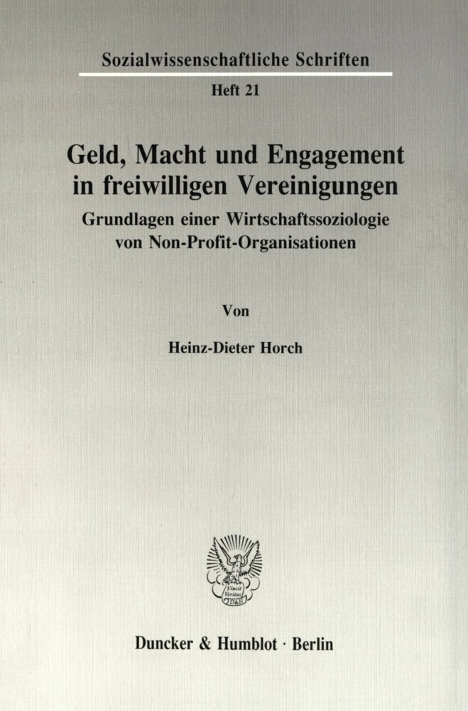 Geld, Macht und Engagement in freiwilligen Vereinigungen. main product photo