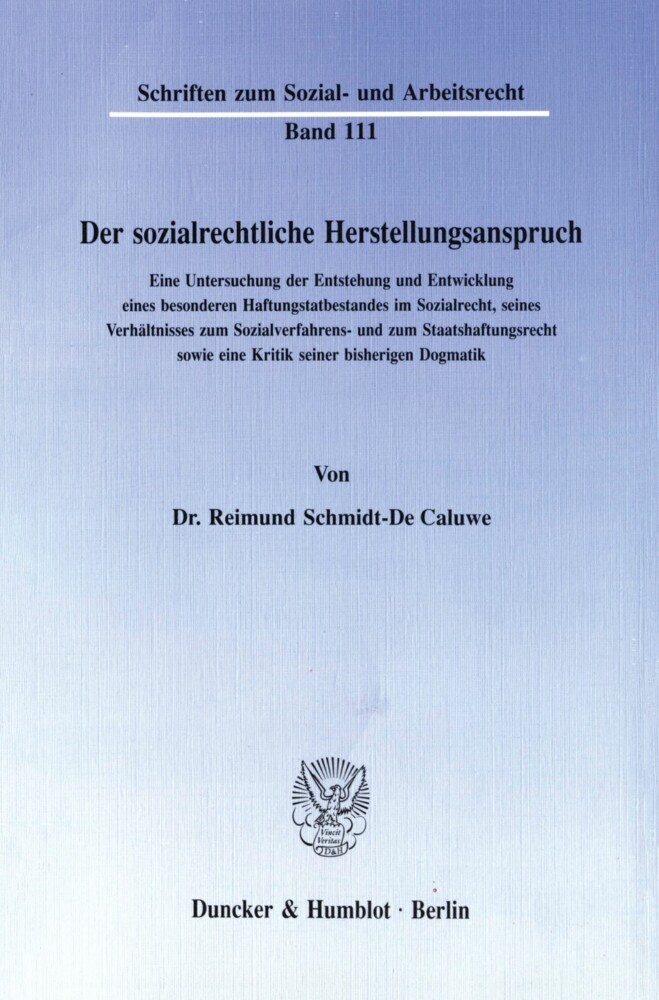 Der sozialrechtliche Herstellungsanspruch. main product photo