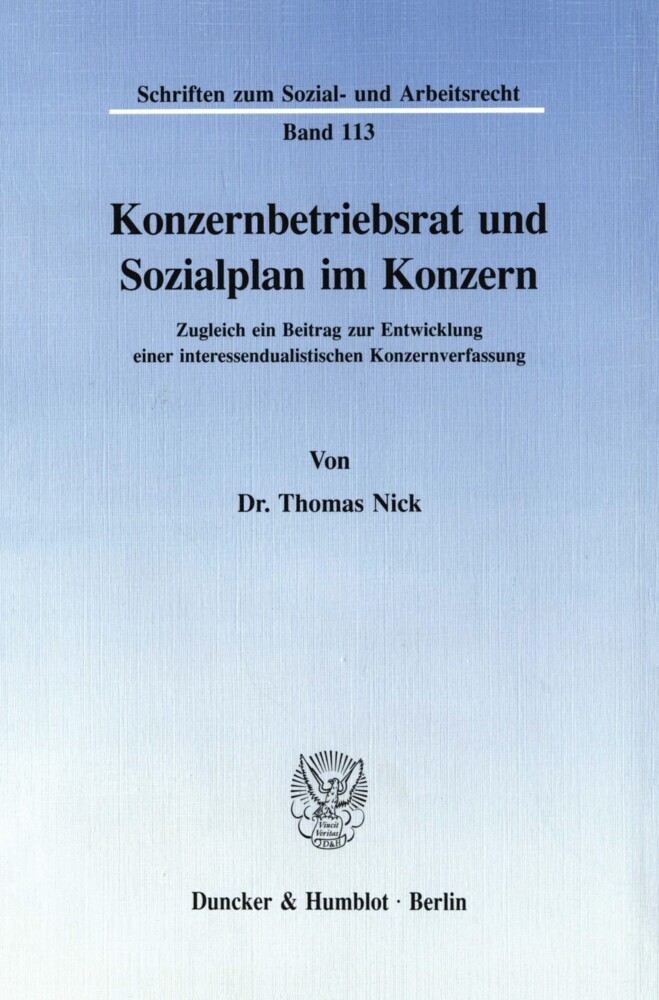 Konzernbetriebsrat und Sozialplan im Konzern. main product photo