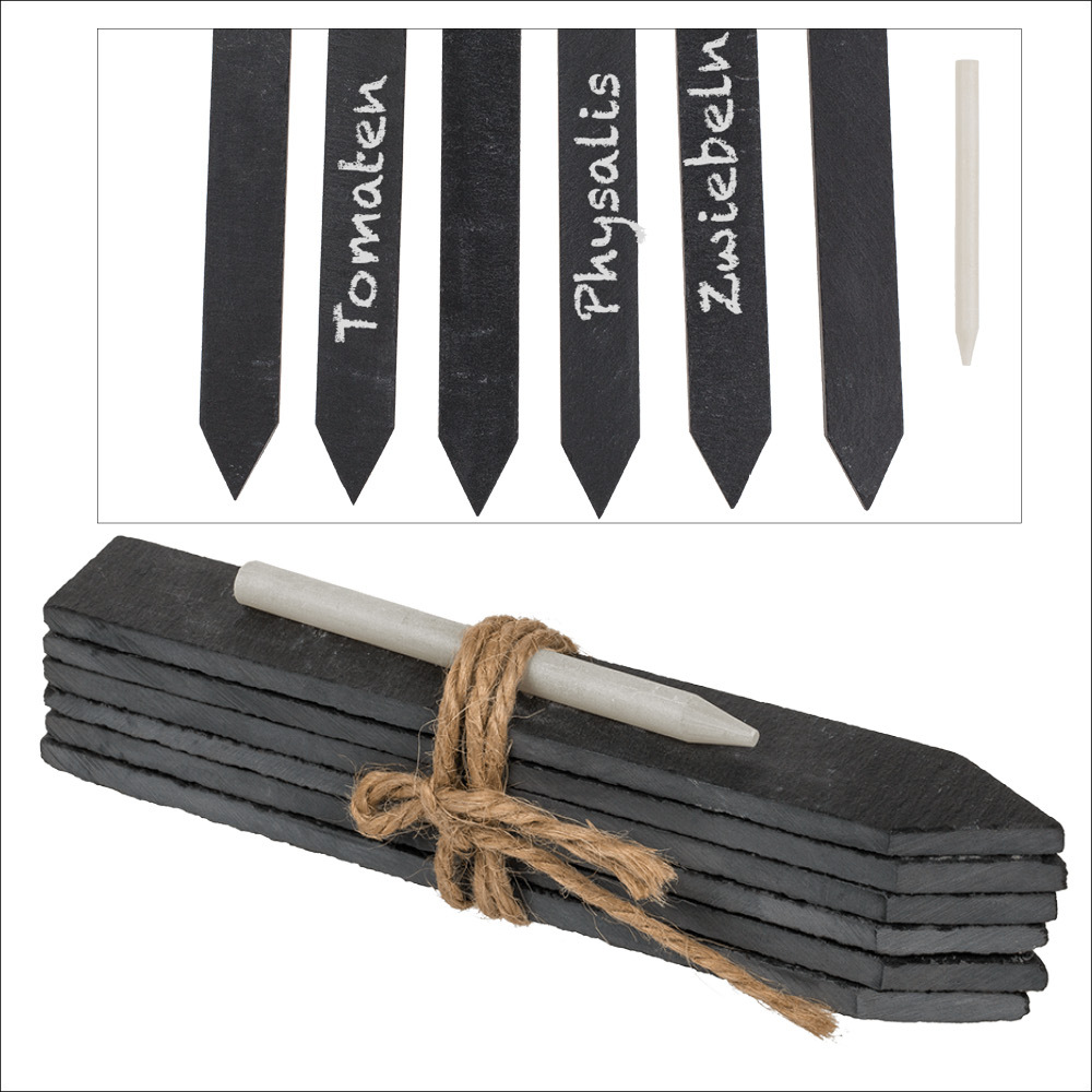 Pflanzenschilder aus Schiefer mit Kreide zum Beschriften, 6 Stück-Set main product photo