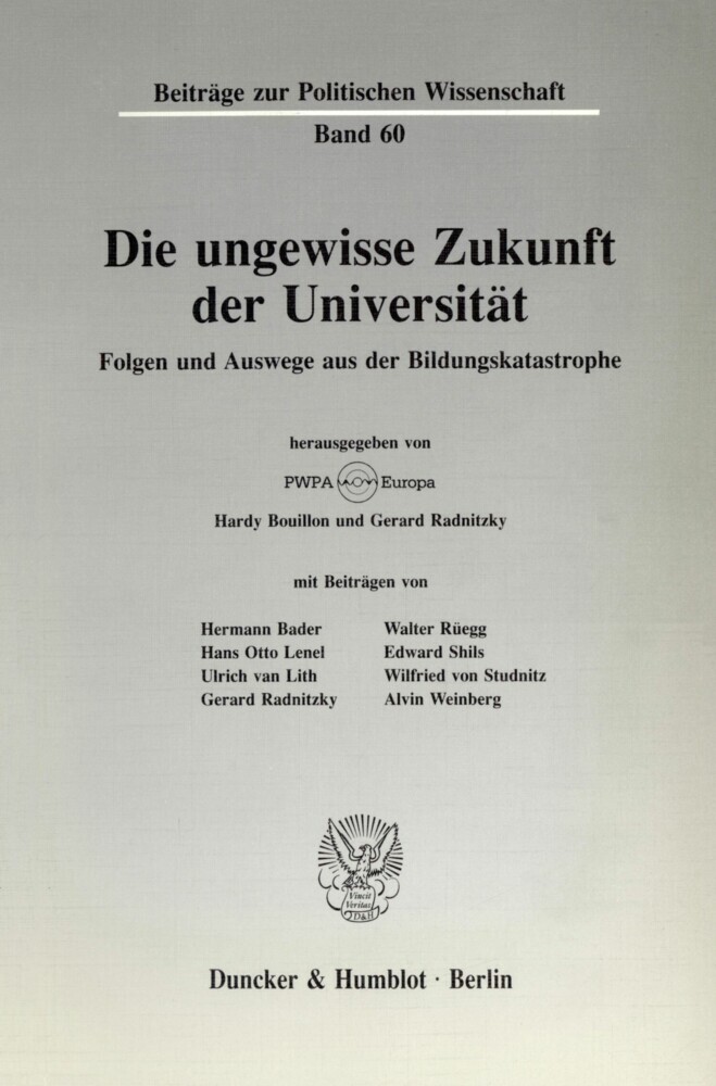 Die ungewisse Zukunft der Universität. main product photo
