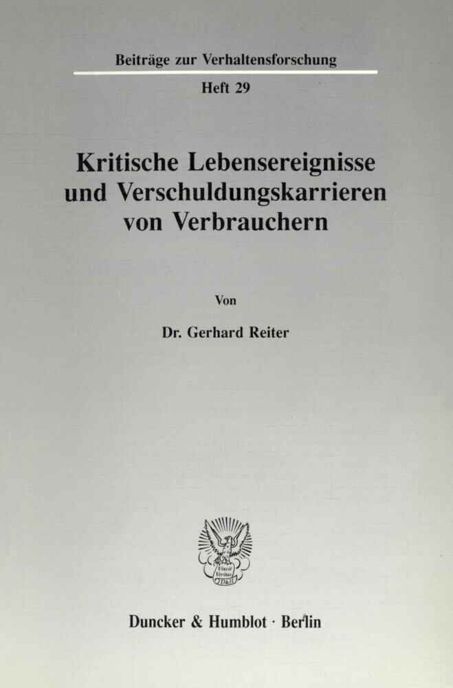 Kritische Lebensereignisse und Verschuldungskarrieren von Verbrauchern. main product photo