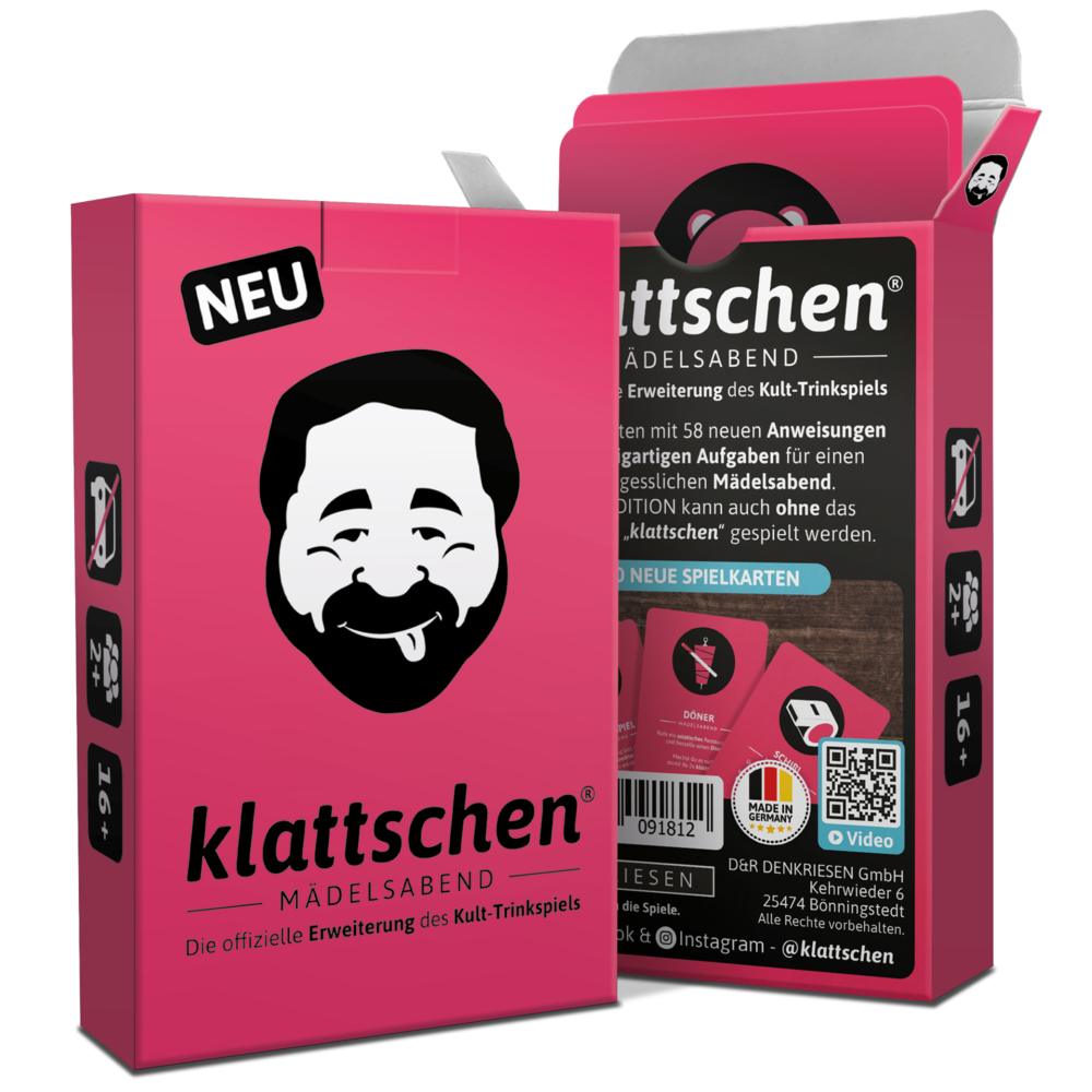 DENKRIESEN - klattschen® - Mädelsabend - SPIELKARTENKARTON "Das wahrscheinlich beste Trinkspiel aller Zeiten" main product photo