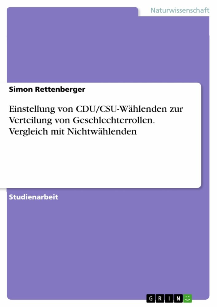 Einstellung von CDU/CSU-Wählenden zur Verteilung von Geschlechterrollen. Vergleich mit Nichtwählenden main product photo