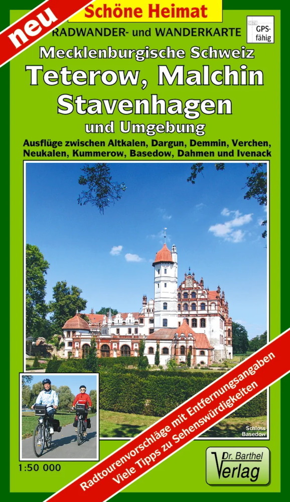 Radwander- und Wanderkarte Mecklenburgische Schweiz, Teterow, Malchin, Stavenhagen und Umgebung main product photo