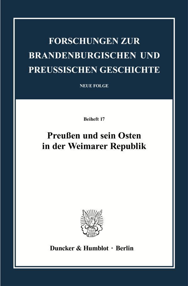 Preußen und sein Osten in der Weimarer Republik. main product photo