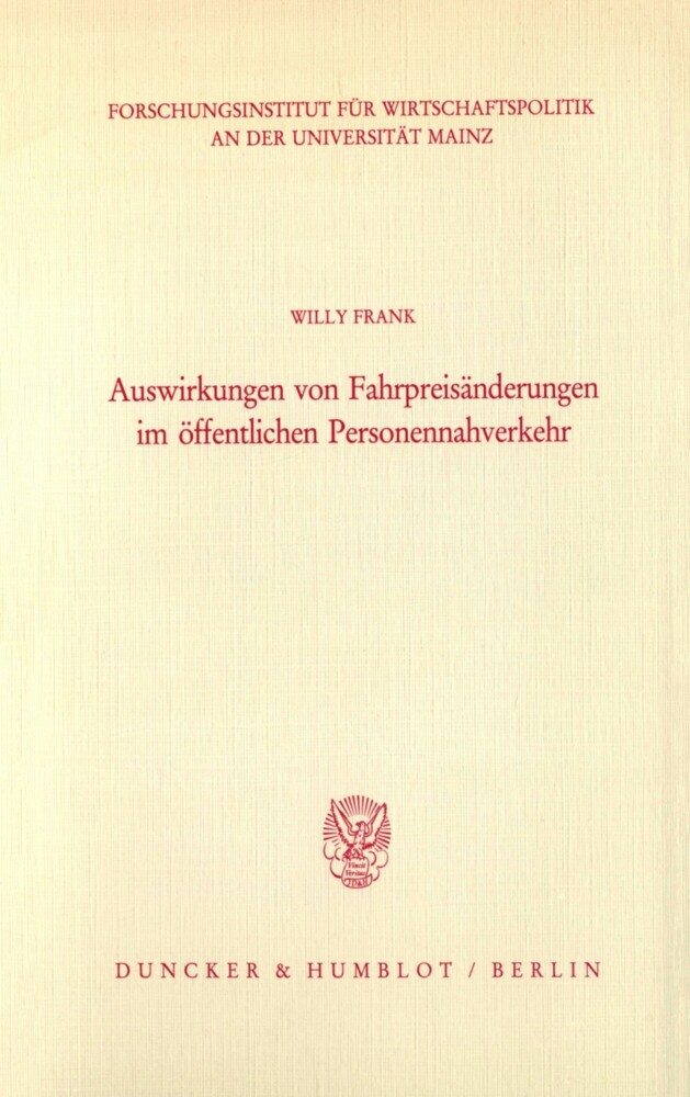 Auswirkungen von Fahrpreisänderungen im öffentlichen Personennahverkehr. main product photo