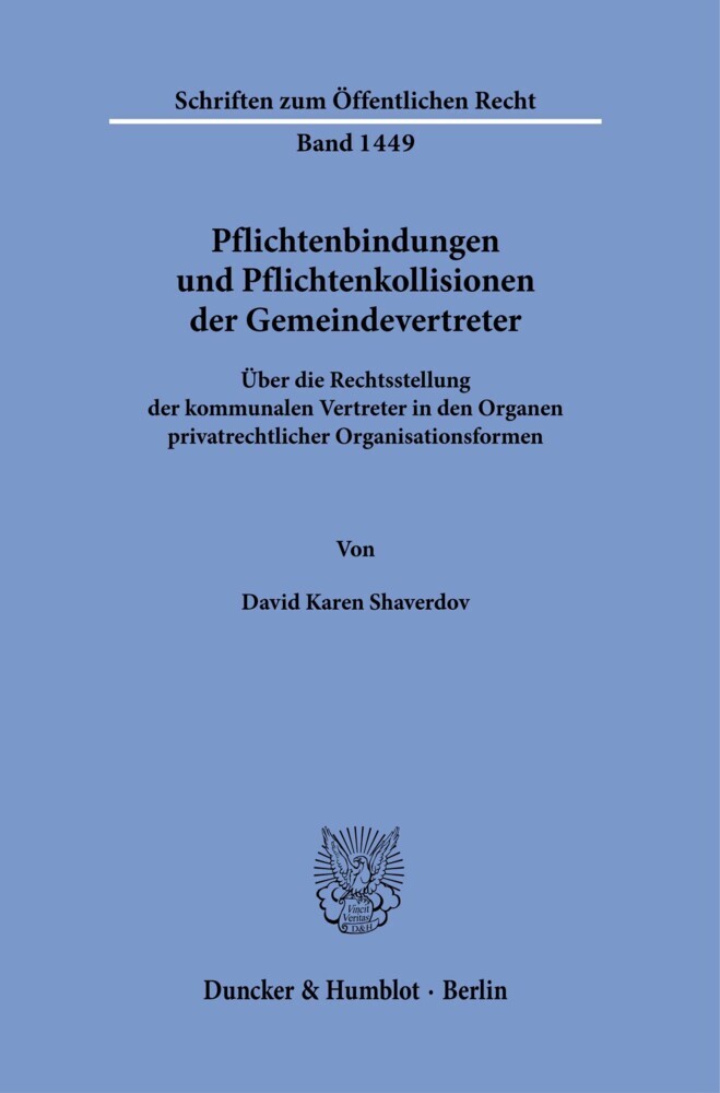 Pflichtenbindungen und Pflichtenkollisionen der Gemeindevertreter. main product photo