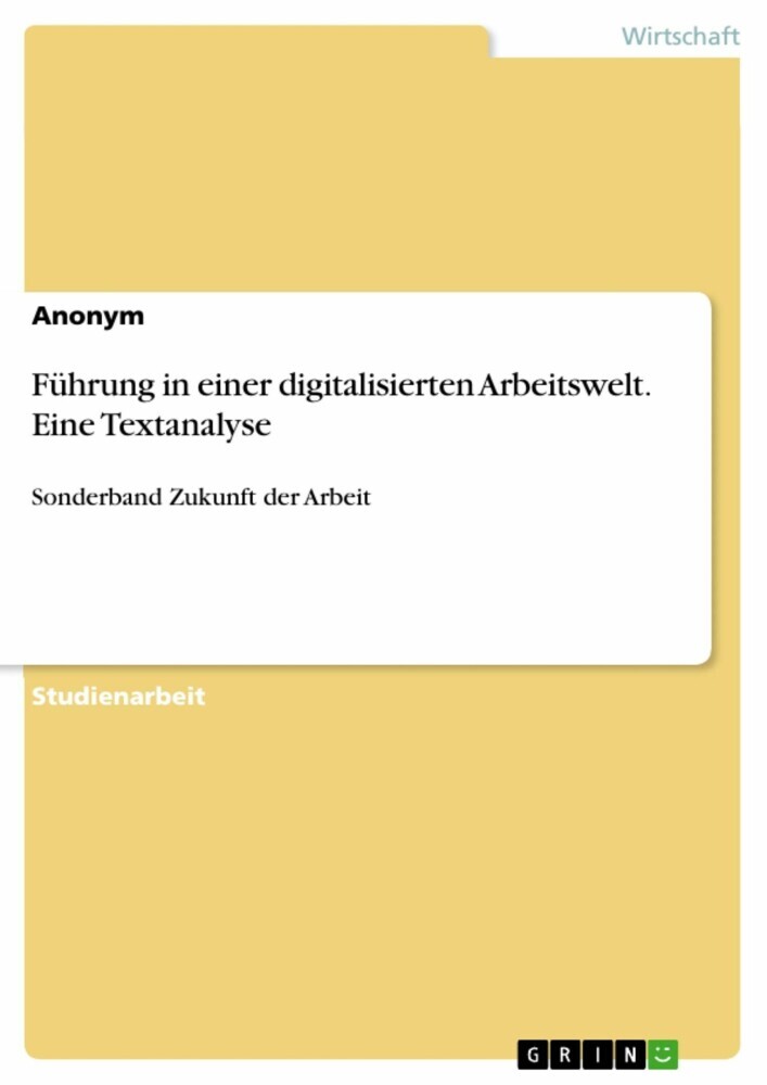 Führung in einer digitalisierten Arbeitswelt. Eine Textanalyse main product photo