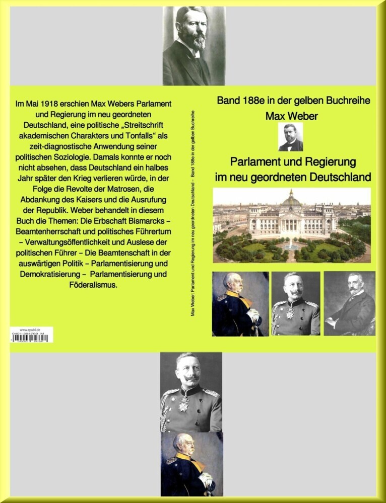 Max Weber: Parlament und Regierung im neu geordneten Deutschland - gelbe Buchreihe - bei Jürgen Ruszkowski main product photo