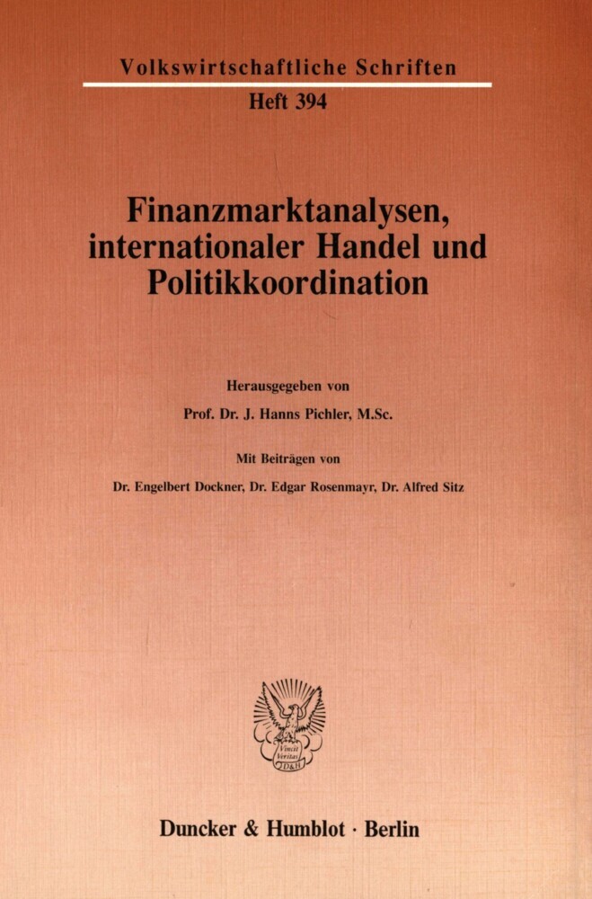 Finanzmarktanalysen, internationaler Handel und Politikkoordination. main product photo