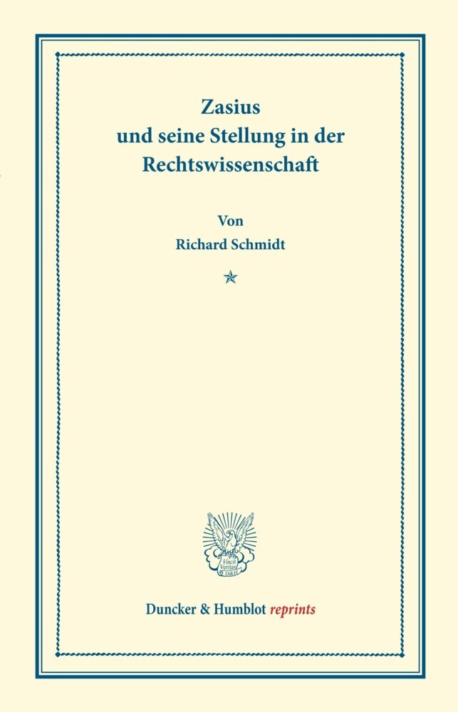 Zasius und seine Stellung in der Rechtswissenschaft. main product photo