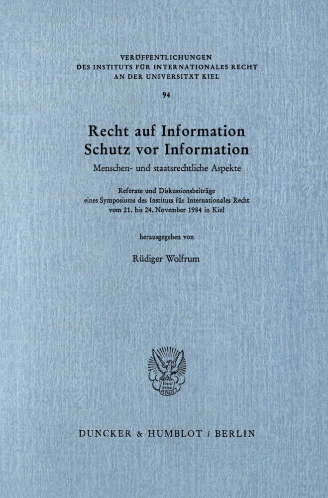 Recht auf Information, Schutz vor Information. main product photo